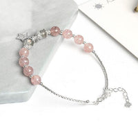 Thumbnail for 925 Sterling Silver Strawberry Quartz UNIVERSAL LOVE Star Accent Bracelet