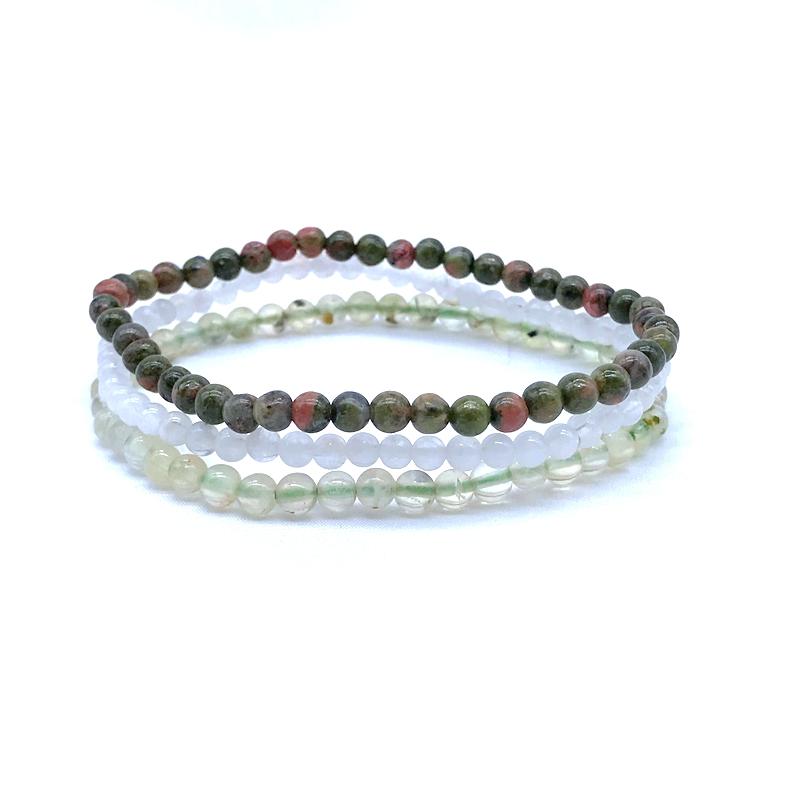 DESTINY & GUIDANCE -Unakite, Prehnite & Moonstone- 3/pc  *MIGHTY MINIS*  Healing Energy Stone Bracelets