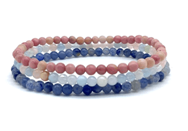 COMPASSION & HIGHER ASPIRATIONS  -Morganite,Rhodonite & Amazonite- 3/pc  *MIGHTY MINIS*  Healing Energy Stone Bracelets