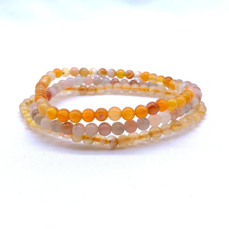 NATURAL ANTI-DEPRESSION 'PICK-ME-UPS' -Citrine,Sunstone & Carnelian- 3/pc  *MIGHTY MINIS*  Healing Energy Stone Bracelets