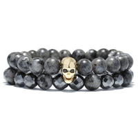 Thumbnail for Skull 'n Stone- Mens Hematite & Agate Stone STRENGTH Bracelet Set