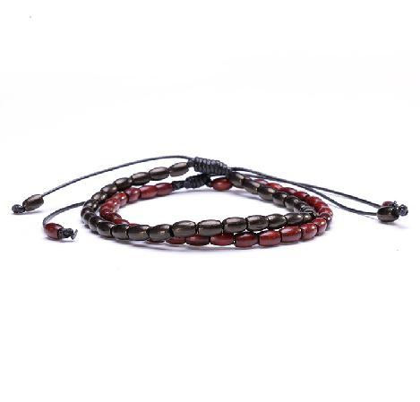 Ethnic Tibetan Wood 'SIMPLY SPIRITUAL' Beads -2 pc Bracelet Set