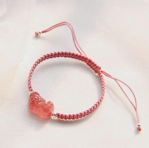 Strawberry Quartz Stone FENG SHUI PIXIU for ABUNDANCE Bracelet