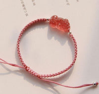 Thumbnail for Strawberry Quartz Stone FENG SHUI PIXIU for ABUNDANCE Bracelet