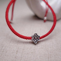 Thumbnail for Sterling Silver ETERNAL KNOT Red Rope WISDOM Bracelet