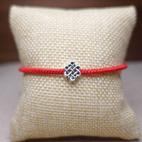 Thumbnail for Sterling Silver ETERNAL KNOT Red Rope WISDOM Bracelet