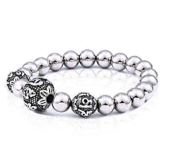 Stainless Steel 6 Syllable OM MANTRA Bead SPIRITUAL Bracelet - 3 Designs