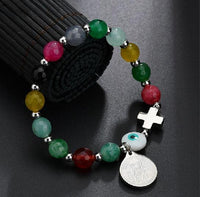 Thumbnail for Natural Stone &  Stainless Steel ST BENEDICT PROTECTION Medal Charm Bracelet