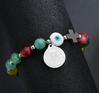 Thumbnail for Natural Stone &  Stainless Steel ST BENEDICT PROTECTION Medal Charm Bracelet