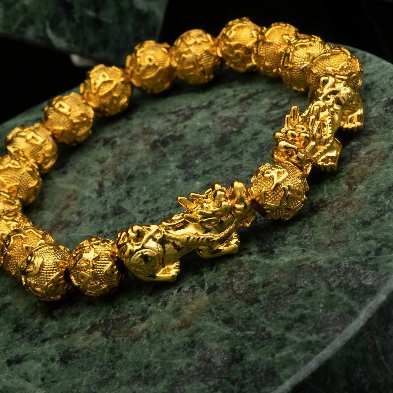 Gold Pixiu Wealth Mantra Bracelet