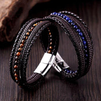 Thumbnail for Men's Genuine Leather & Stone 6 Stranded ENERGY  Bracelet
