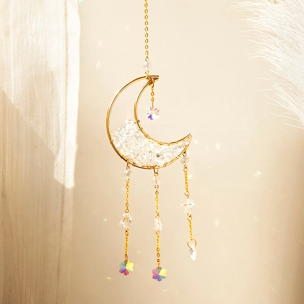 Feng Shui Crystal Moon Pendant Suncatcher