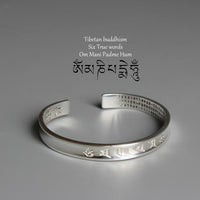 Thumbnail for White Copper Carved Mantra and  Heart  Sutra Bracelet