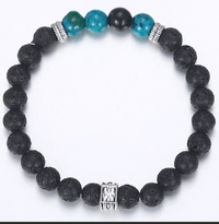 Thumbnail for 2 Pc Chrysocolla, Lava Stone & Chain Diffuser Set Men's WELLNESS Bracelets