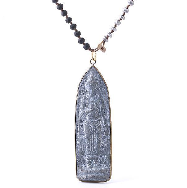 Ancient Style Carved Sakyamuni  BUDDHA GUARDIAN AMULET Pendant Necklace