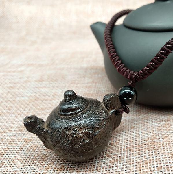 Ethnic Nepali Wooden Carved  Mini Teapot FRIENDSHIP Necklace