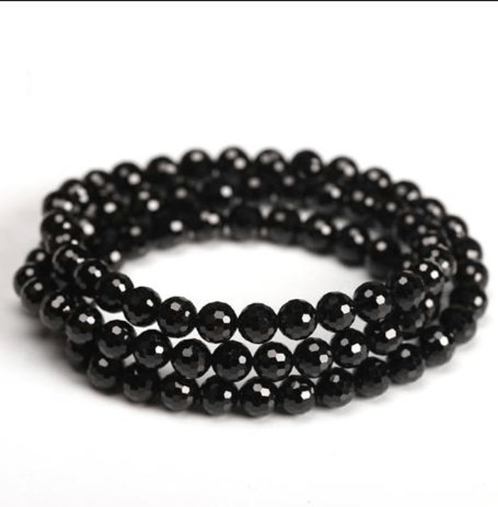 Natural Black Tourmaline Stone #1 NEGATIVITY ABSORBER Triple Wrap Bracelet