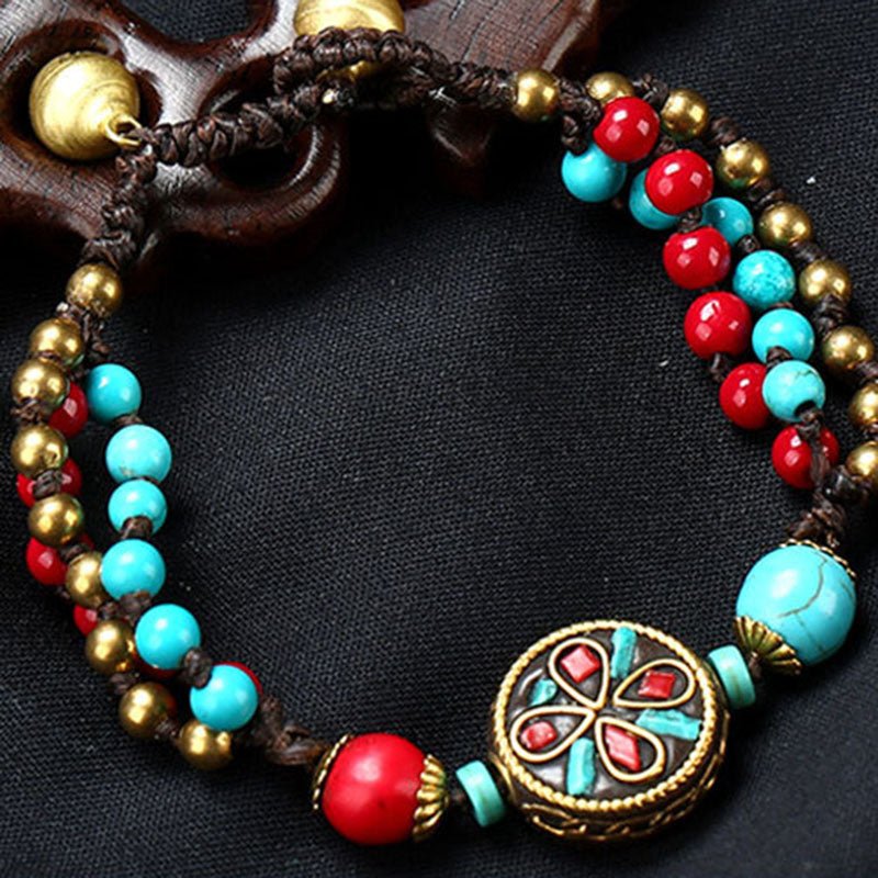 Tibetan Ethnic Turquoise Beads Bracelet