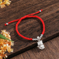 Thumbnail for Sterling Silver Year of the Tiger 'ABUNDANCE' Red Rope Bracelet