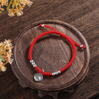 Thumbnail for Red Rope & Silver Year of the Tiger 'WEALTH' Bracelet