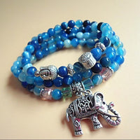 Thumbnail for Multi-layered Blue Tourmaline Stone Buddha & Elephant bracelet