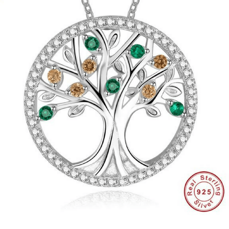 Tree Of Life 925 Sterling Silver + Topaz