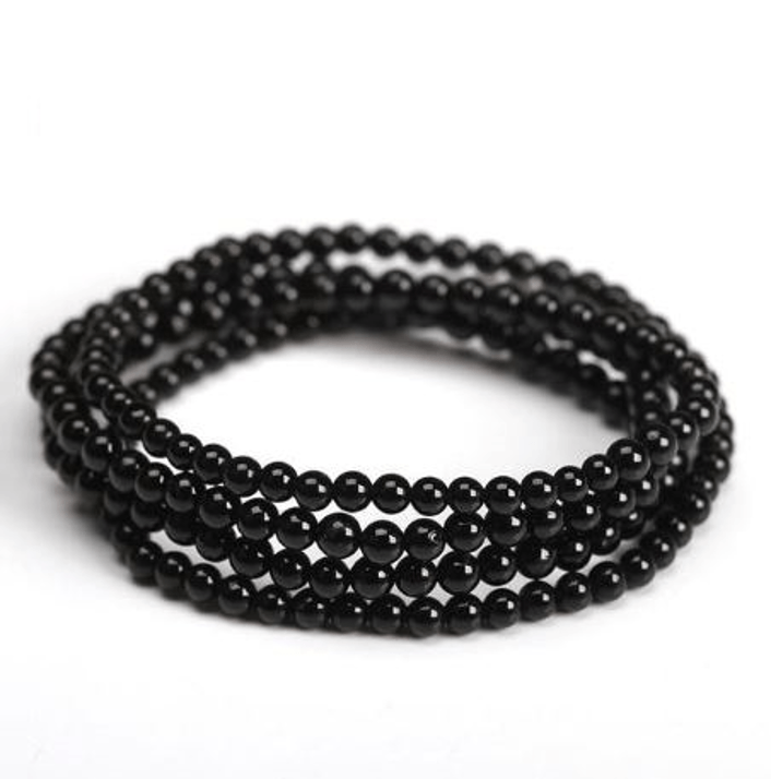 Natural Black Tourmaline Stone #1 NEGATIVITY ABSORBER Triple Wrap Bracelet