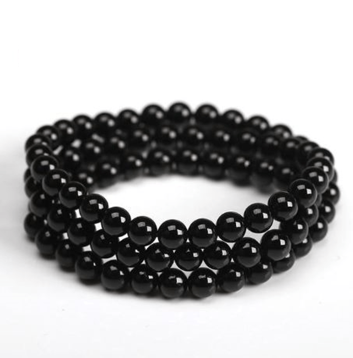 Natural Black Tourmaline Stone #1 NEGATIVITY ABSORBER Triple Wrap Bracelet