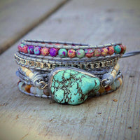 Thumbnail for Natural Stone & Turquoise PROTECTION AMULET Wrap Bracelet