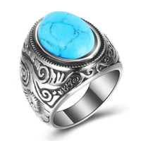 Thumbnail for Titanium Steel Signet Ring with Natural Crystals