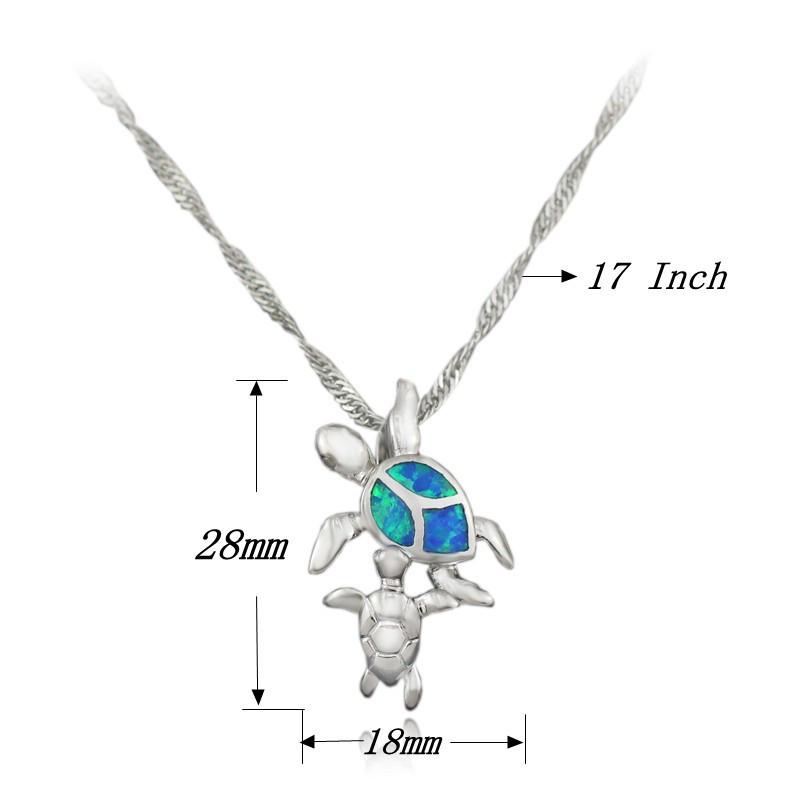 Mom and Baby Turtle Opal Necklace