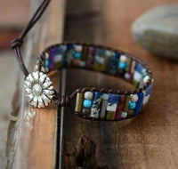 Thumbnail for Natural Jasper & Agate Stone 'THE STABILIZER' Boho Bracelet- IN STOCK USA!