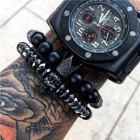 Thumbnail for Mens Titanium Steel Crown &  Matte Onyx Bracelet