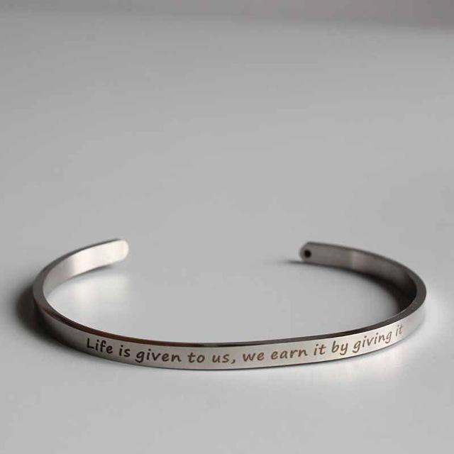 x_'NO MUD.. NO LOTUS"  Stainless Steel Inspirational Bangles.