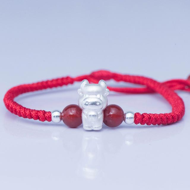 2022-The Year of the TIGER  ! Pure 999 Silver Chinese Zodiac Animal Red Rope bracelets