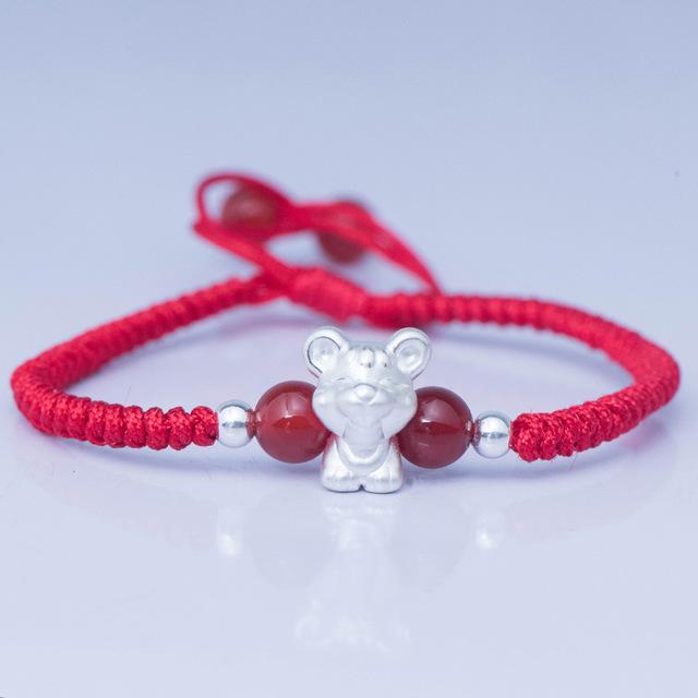 2022-The Year of the TIGER  ! Pure 999 Silver Chinese Zodiac Animal Red Rope bracelets