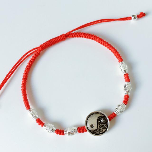 Sterling Silver Lucky Red Rope DOUBLE HAPPINESS Charm Bracelet