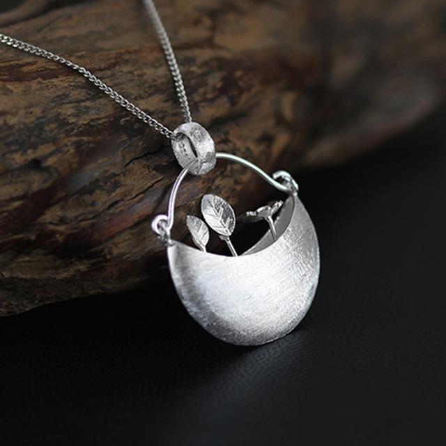 925 Sterling Silver Mini Garden Pendant Necklace