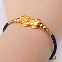 Thumbnail for PURE SILVER 24k Gold Plated Pixiu Red Rope WEALTH Bracelet