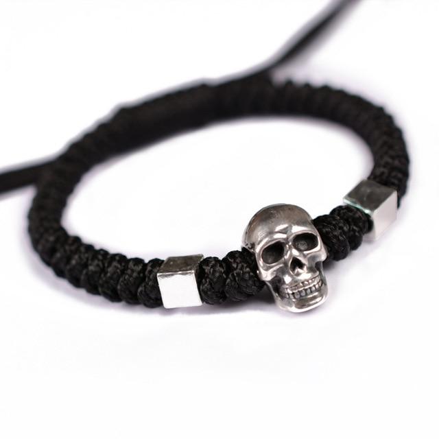 Hand Braided PURE 999 SILVER SKULL Rope bracelet