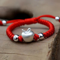 Thumbnail for PURE Silver APPLE Red Rope Bracelet for BABIES