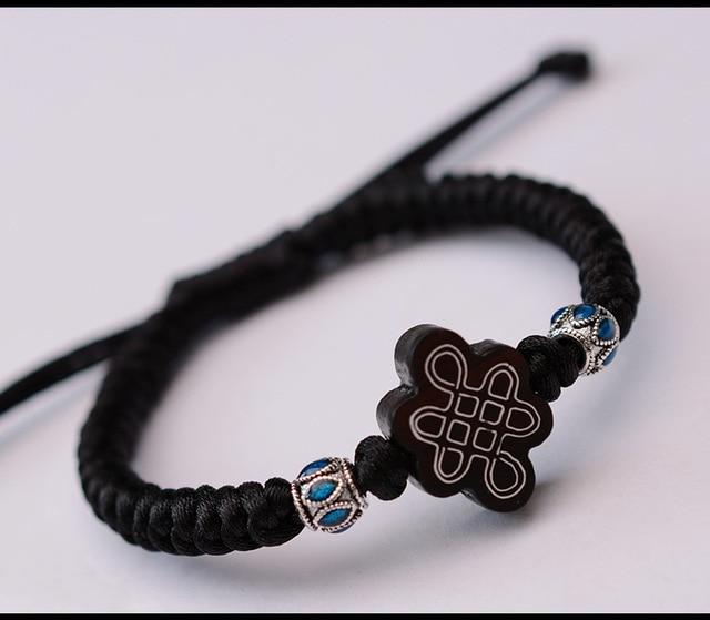 Hand-Woven Tibetan Rope Bracelet with Auspicious ETERNAL KNOT Charm