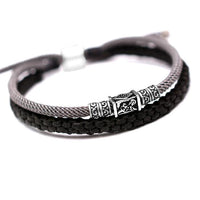 Thumbnail for Tibetan Men's Hand Tied Rope 2/pc PEACE Bracelet with Sterling Silver Ethnic Accents