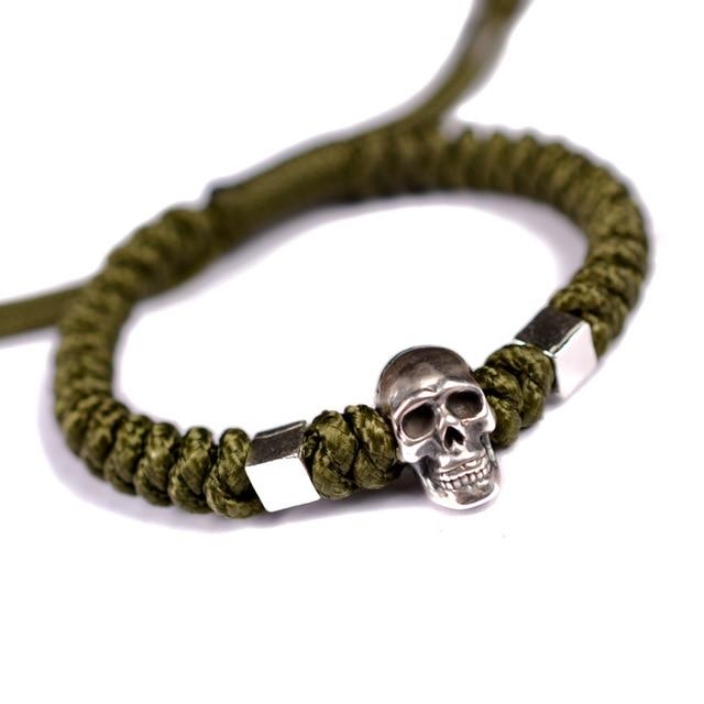 Hand Braided PURE 999 SILVER SKULL Rope bracelet