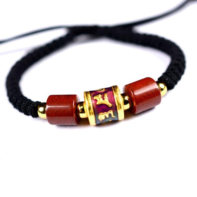 Jade & Stone PURE SILVER Ethnic Tibetan Thermochromic  OM Mantra Cylindrical Bead AWARENESS Bracelet