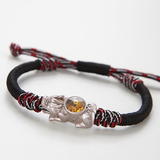 PURE Silver PIXIU with Feng Shui SUCCESS WHEEL Rope Bracelet-.NEW IN!