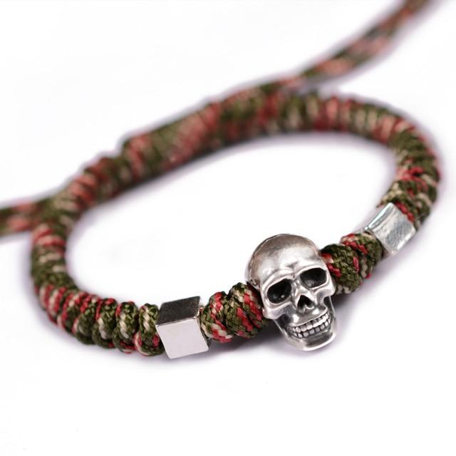 Hand Braided PURE 999 SILVER SKULL Rope bracelet