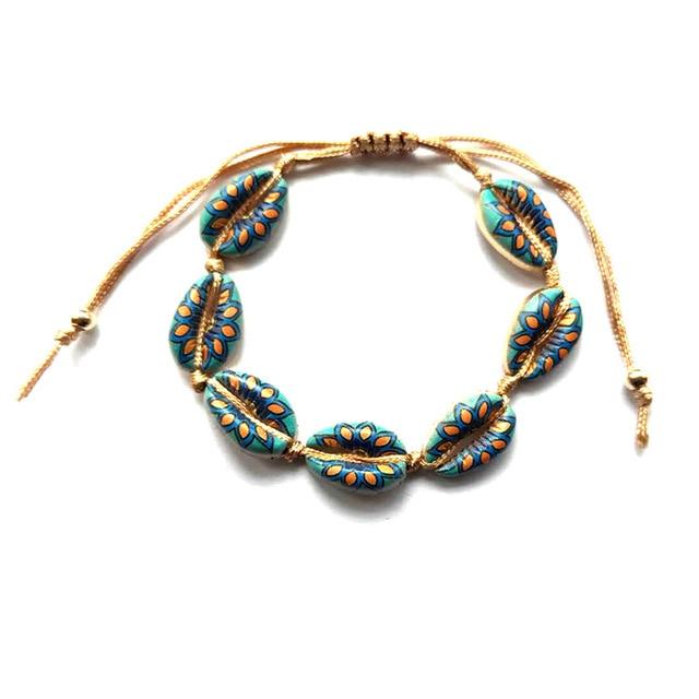 Inkjet Printed Colorful HIPPY DESIGNS  Cowry Shell Style BOHO Rope Bracelets