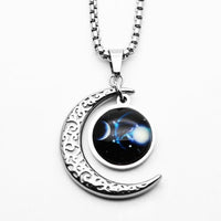 Thumbnail for Titanium steel  Astrological Zodiac Sign Moon Pendant Necklace