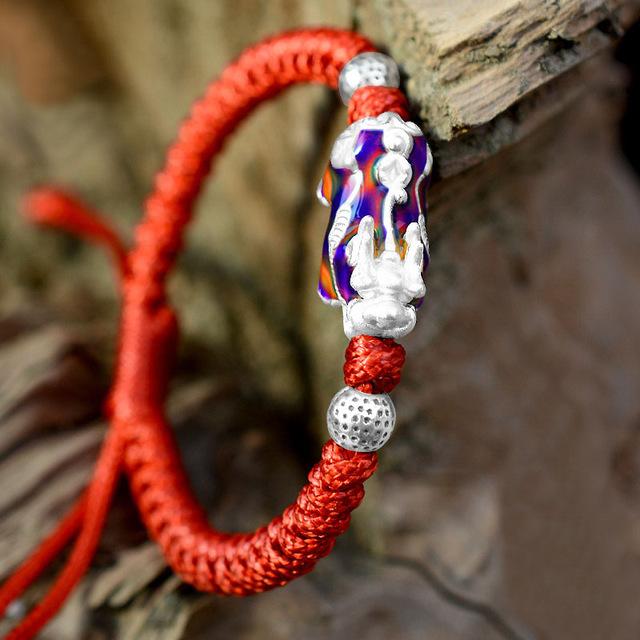 PURE Silver Thermochromic Pi Xiu FENG SHUI WEALTH Rope Bracelet